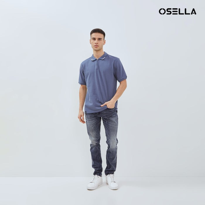 Osella Theo Textured Zipper Polo Shirt