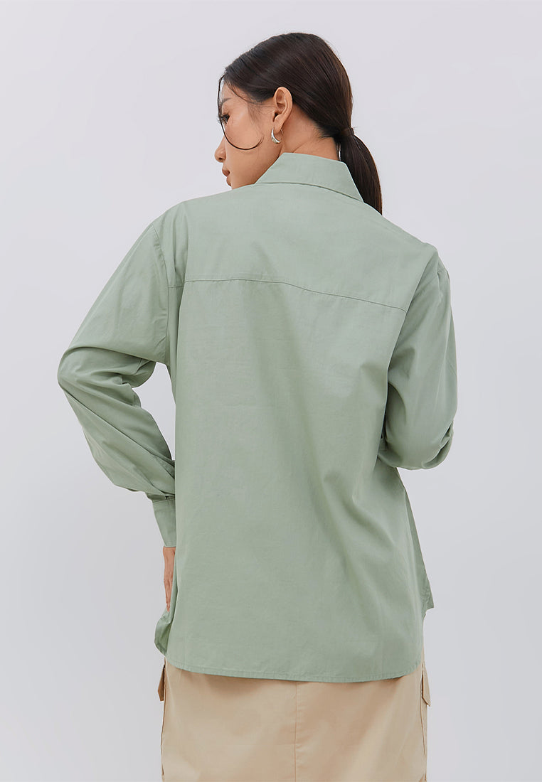 Osella Oversize Long Slevee Shirt In Sage Green