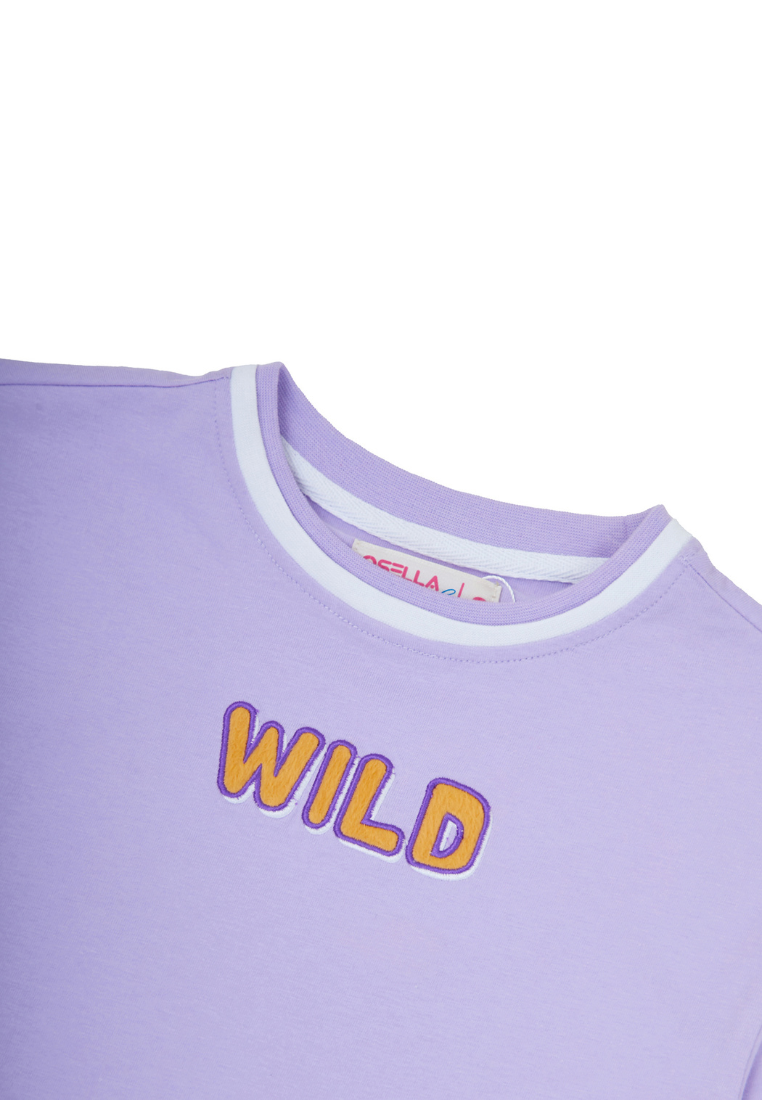 Osella Kids Crop Puff Sleeve Sweater In Lilac