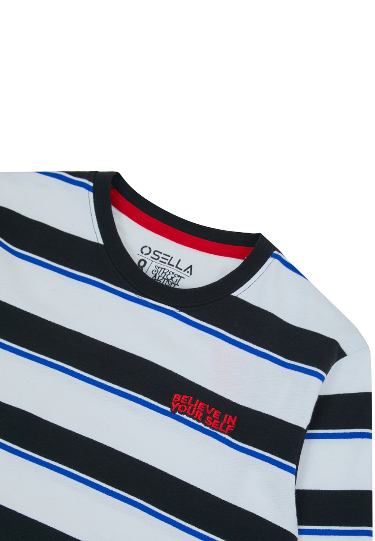 Osella Kids Street Collection Stripe Sweatshirt In Blue, Black And White