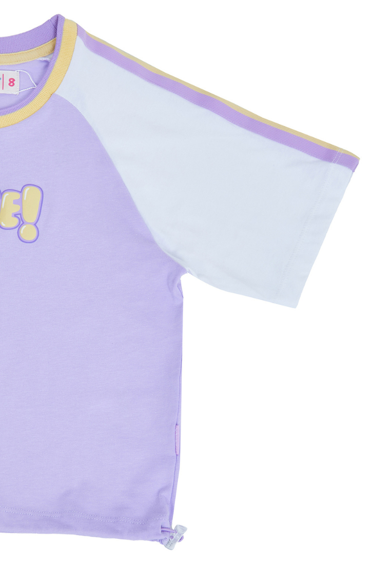 Osella Kids Raglan T-Shirt With Twill Tape Details In Lilac