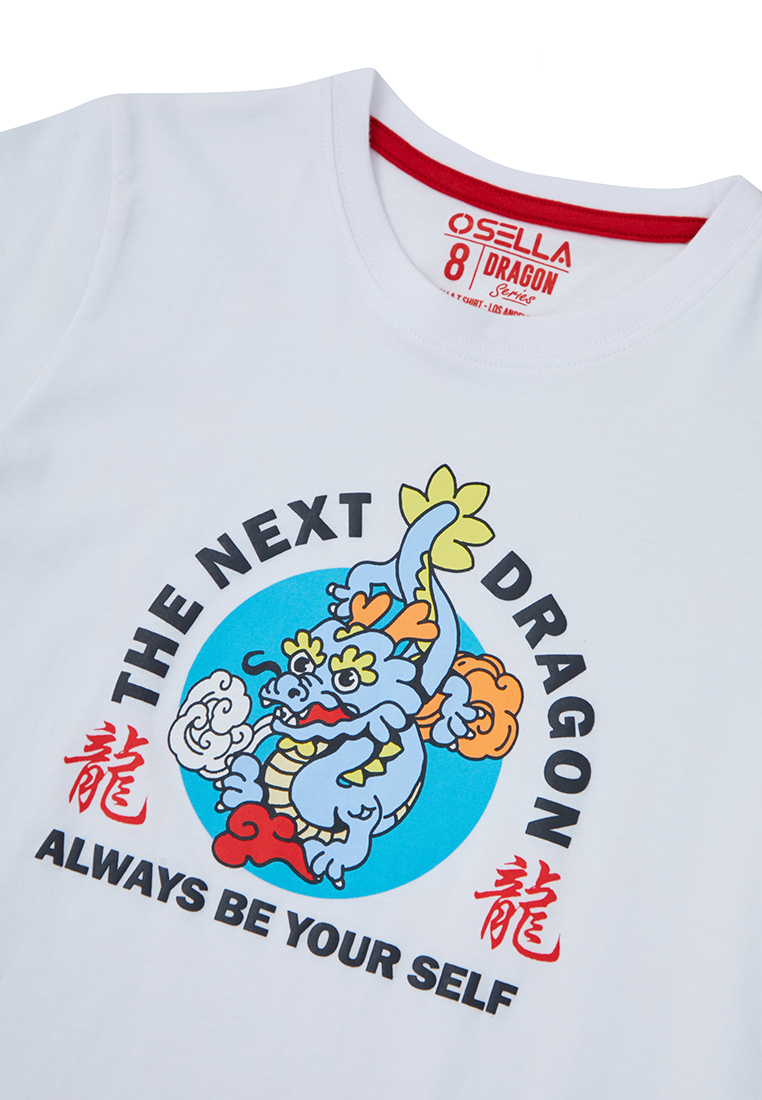 Osella Kids Lunar Dragon Regular Graphic T-Shirt in White