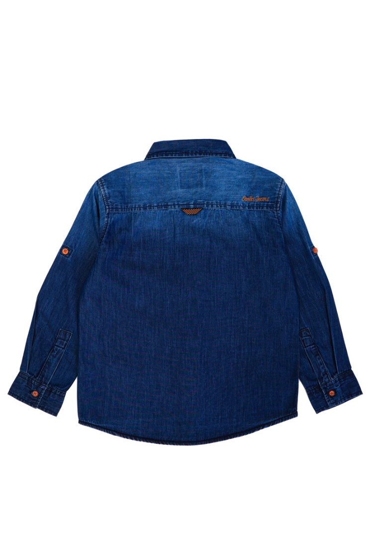 Osella Kids Regular Denim Shirt in Dark Blue Wash