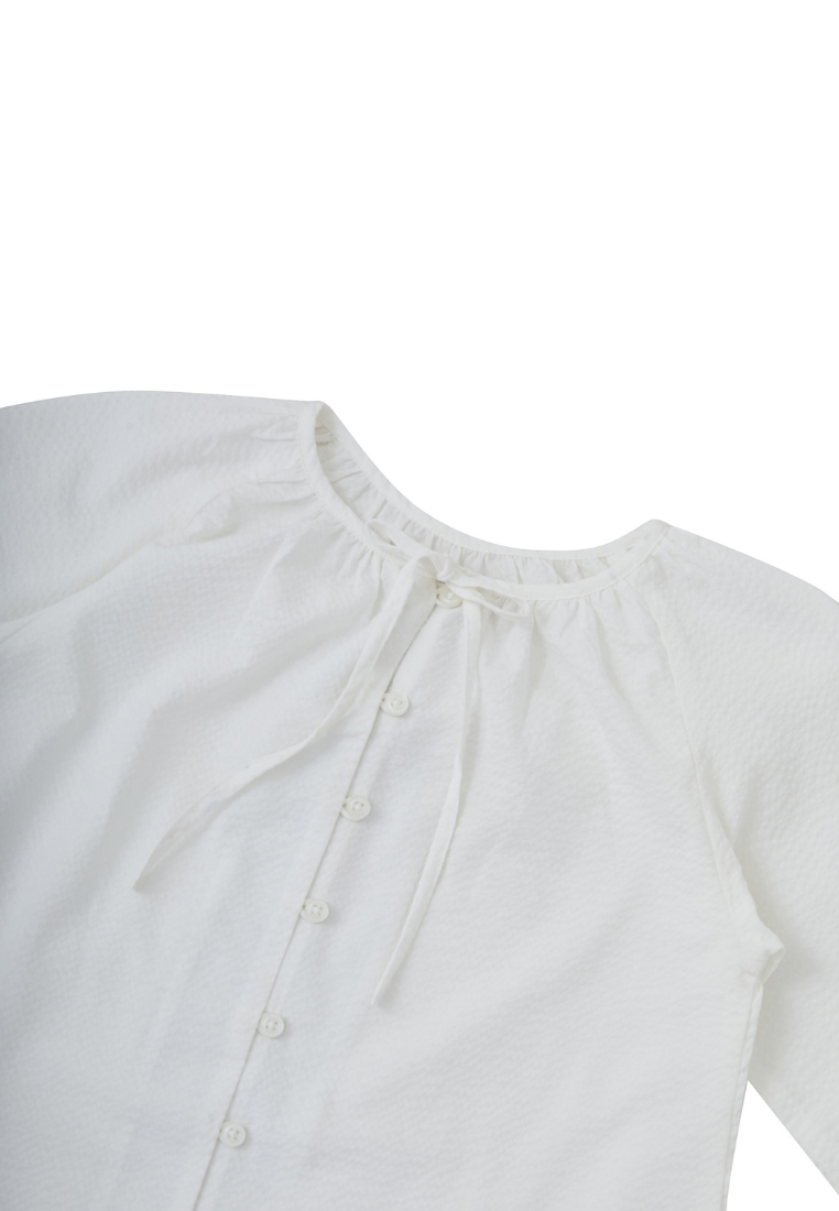 Osella Kids Textured Long Sleeve Blouse In White