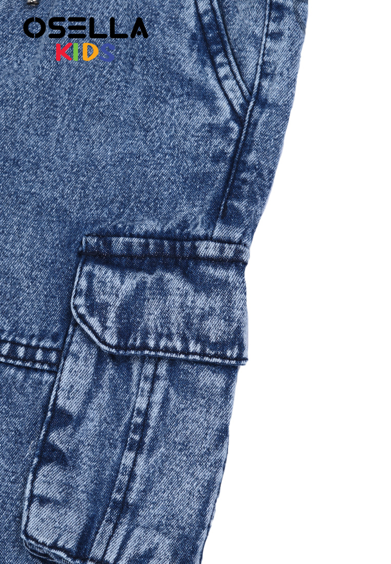 Osella Kids Boy Denim Jogger Pants in Medium Blue Ice Wash
