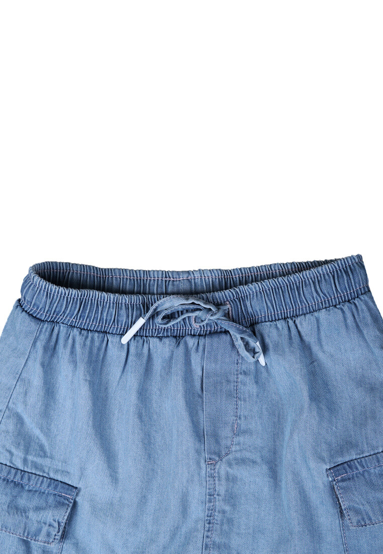 Osella Kids Girl Denim Skirt with Side Pocket in Light Blue Wash