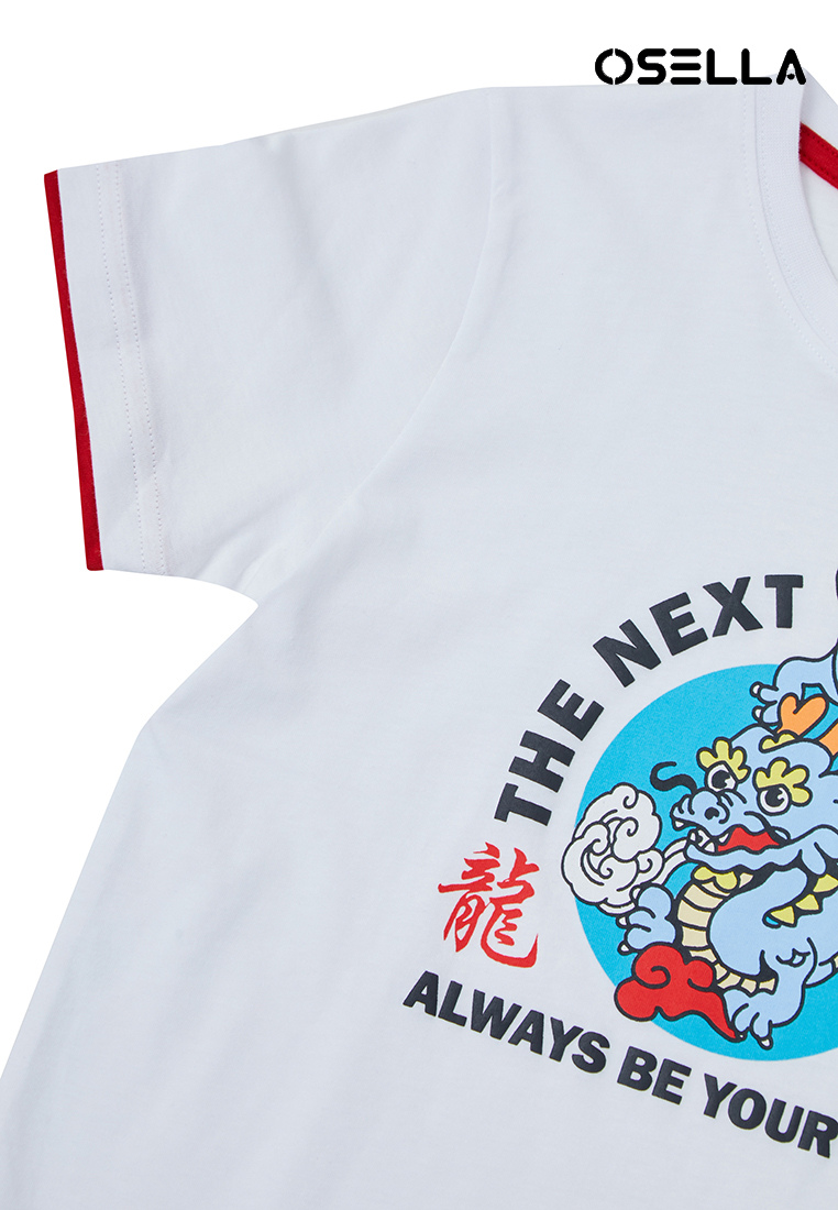 Osella Kids Lunar Dragon Regular Graphic T-Shirt in White