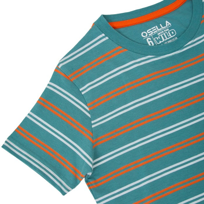 Osella Kids Boy Multicolor Regular Fit Stripe T-Shirt In Wasabi
