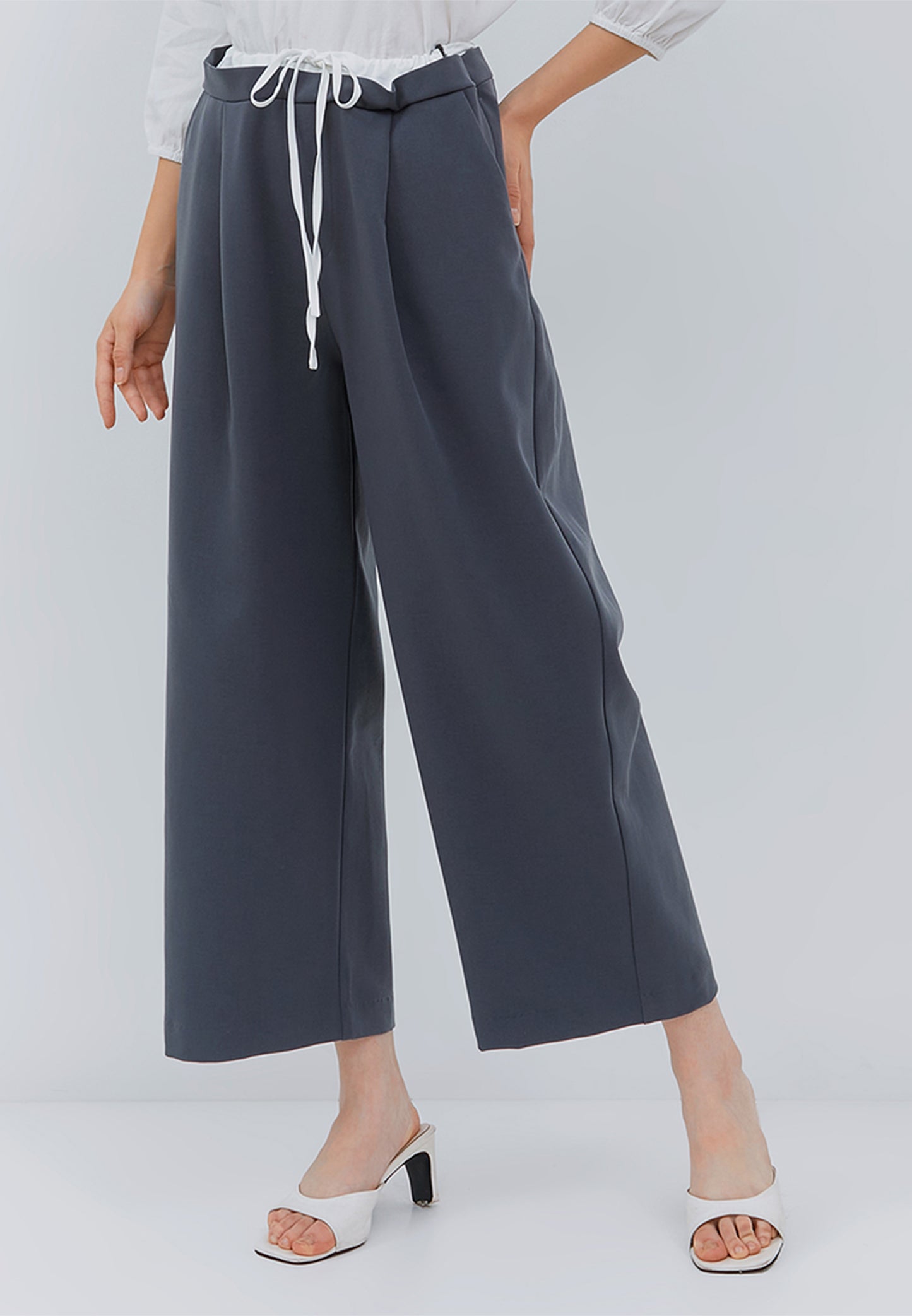 Osella Wide Pants With Satin Fabric Combination