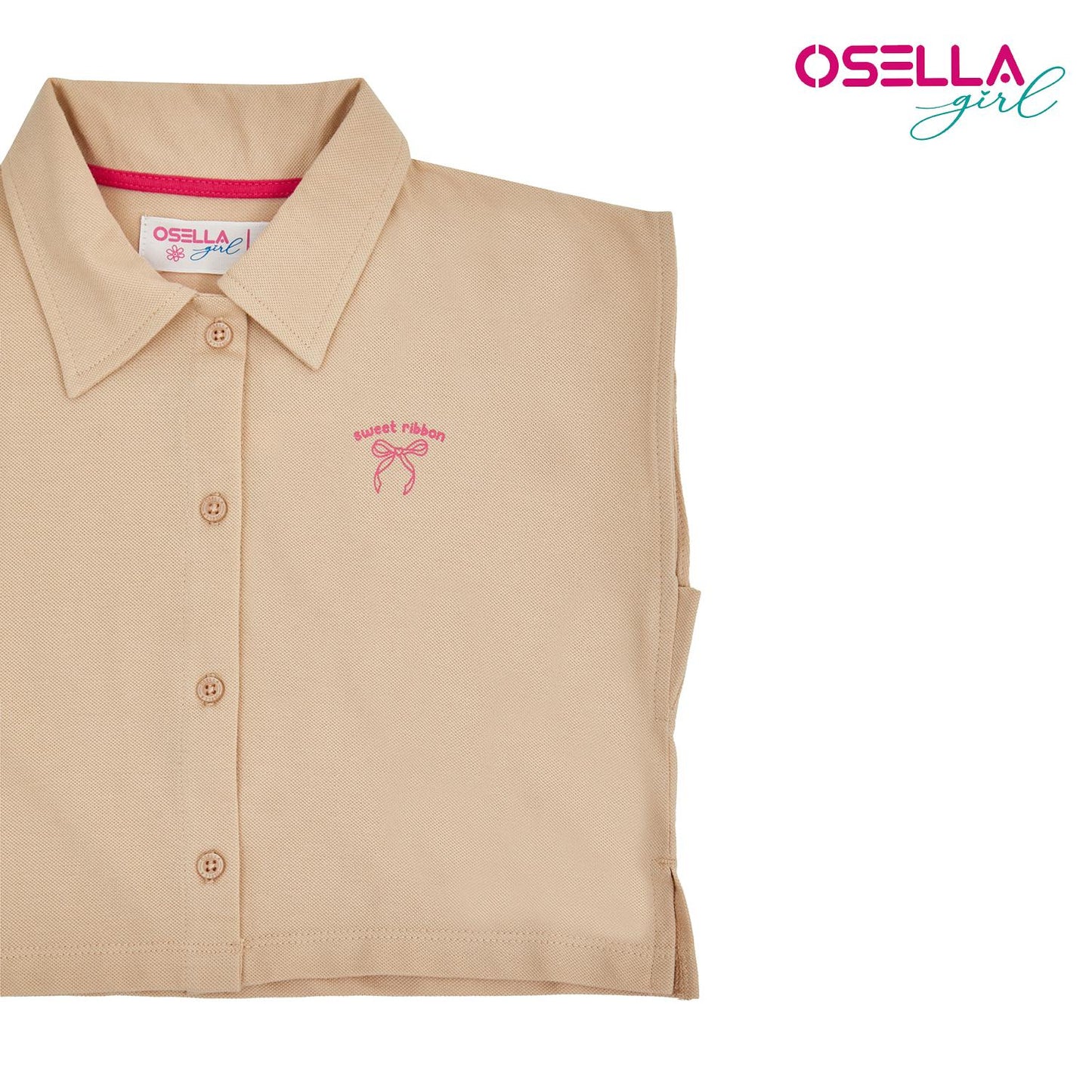 Osella Knitted Collared Shirt In Beige 2336500382 | Atasan Tanpa Lengan Anak Perempuan