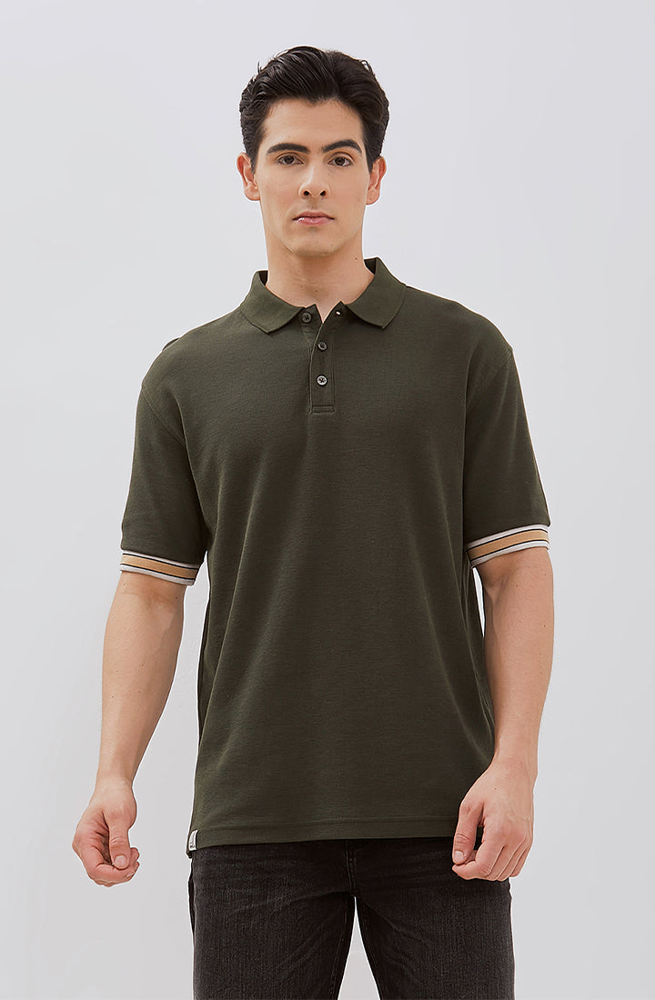 Osella Dylan Textured Polo Shirt With Striped Rib 2021501