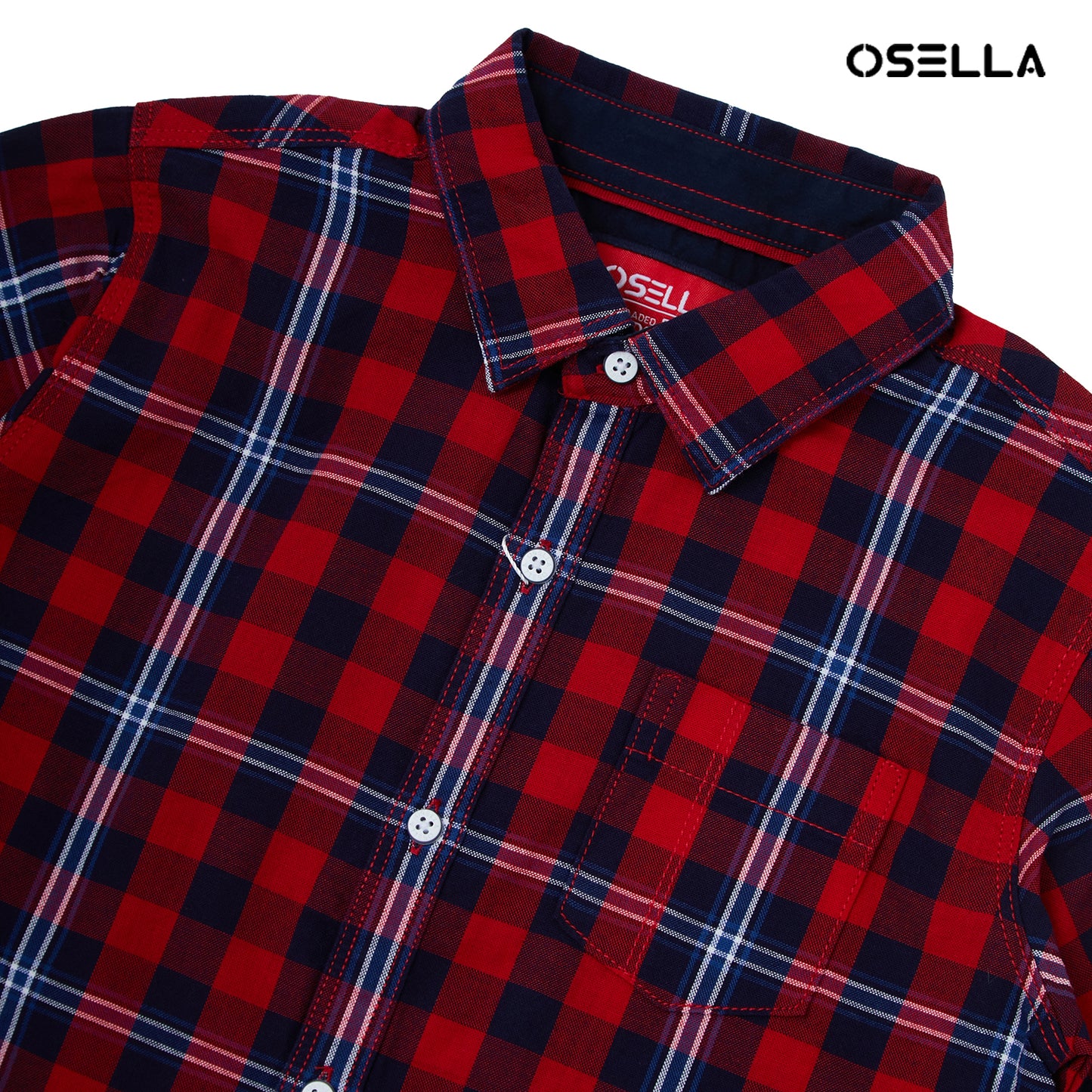 Osella Kids Boy Lunar Collection Checkered Regular Long Sleeve Shirt in Red