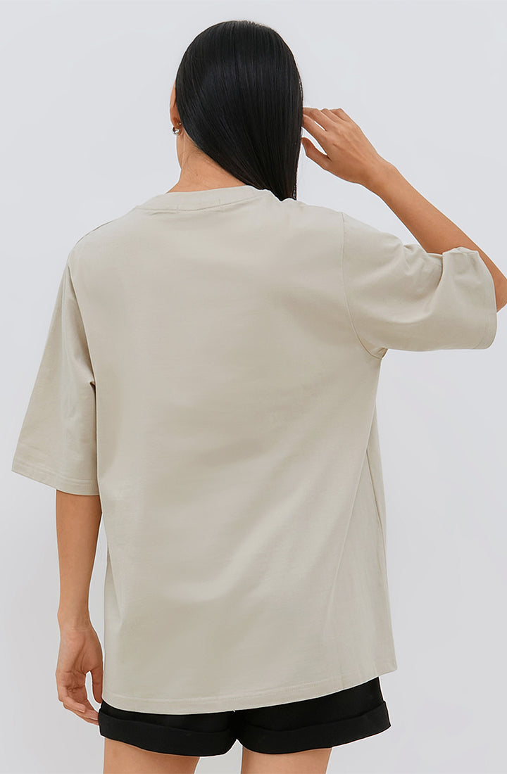 Osella Relaxed Fit Graphic T-Shirt In Light Beige