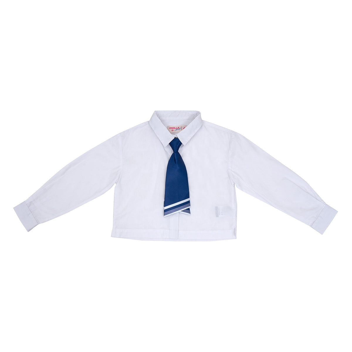 Osella Kids Long Solid In White With Additional Stripe Tie