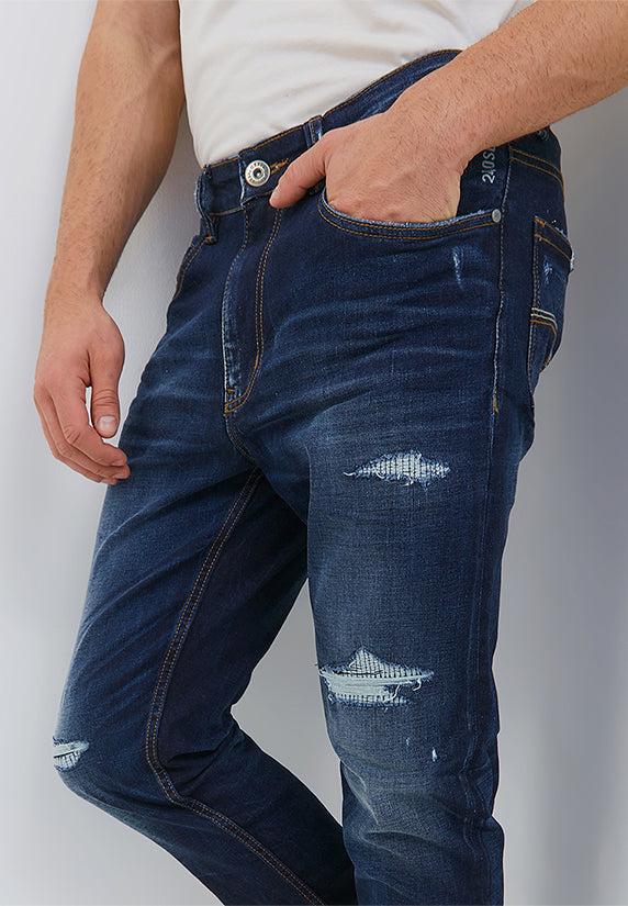 Osella Alpha Slim Fit Jeans In Dark Denim Wash