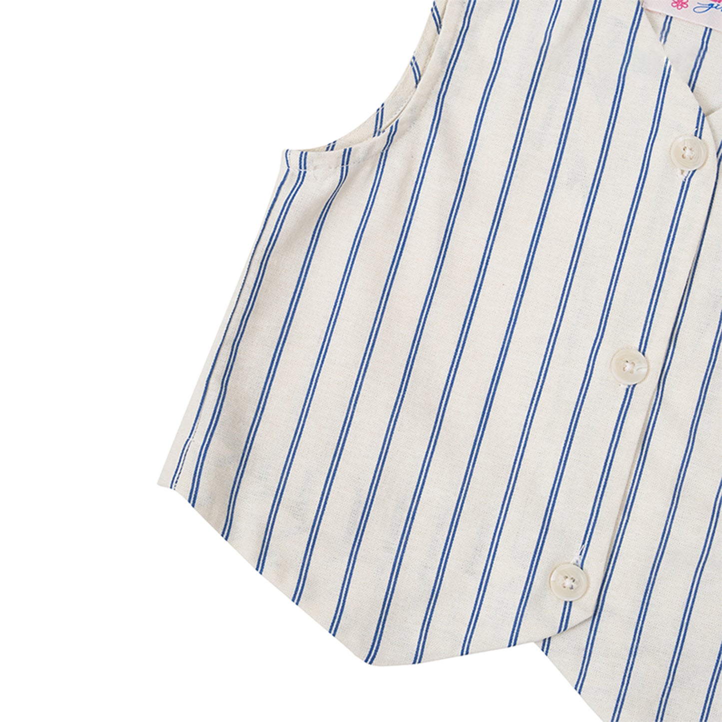 Osella Vest In White Striped Pattern 2336400601