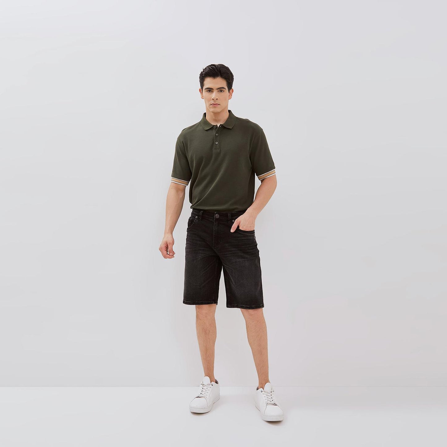 Osella Short Denim Jeans In Dark Grey Wash