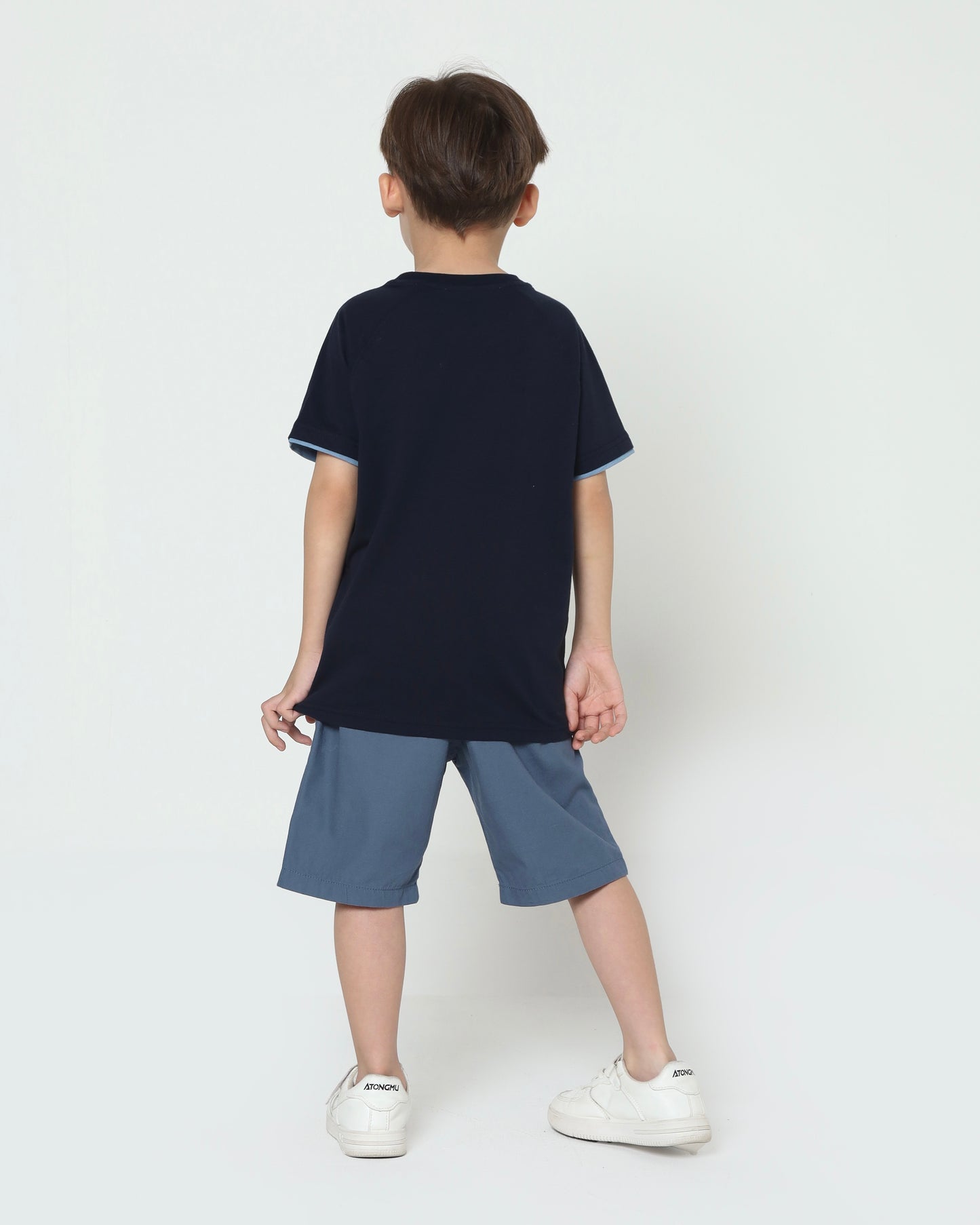Osella Raglan T-Shirt With Stripe Sleeve In Navy