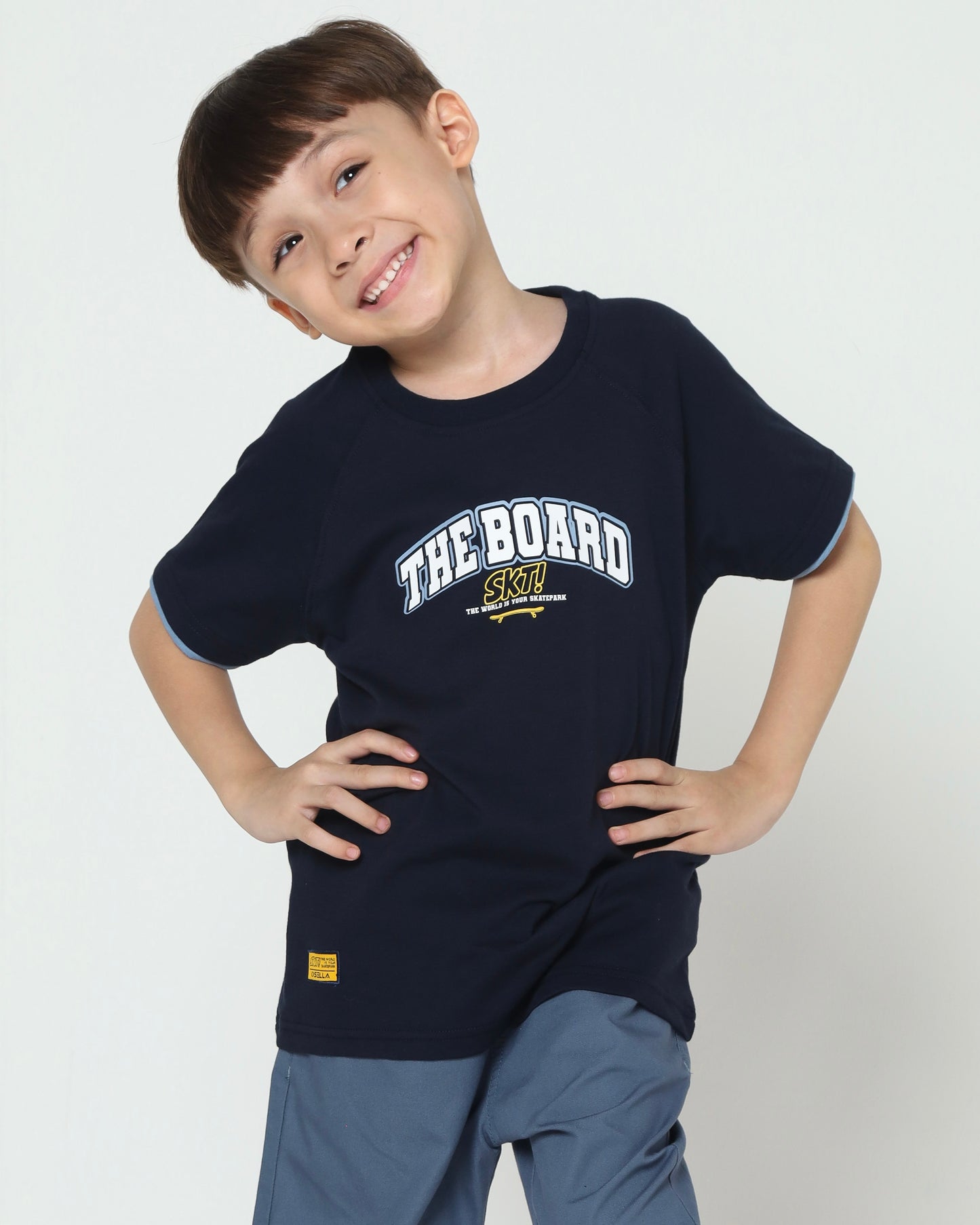 Osella Raglan T-Shirt With Stripe Sleeve In Navy