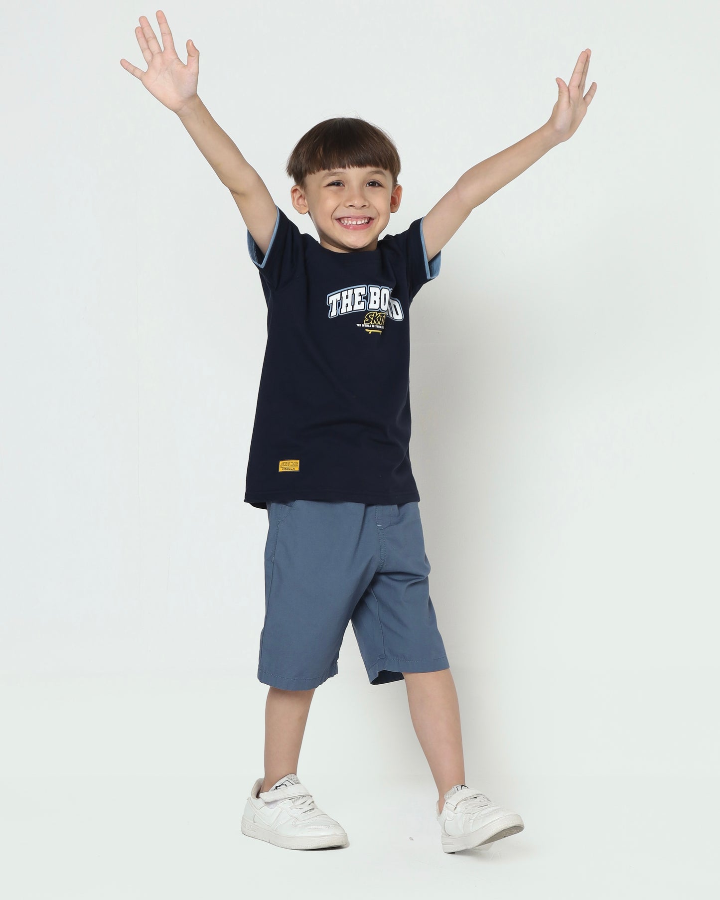 Osella Raglan T-Shirt With Stripe Sleeve In Navy