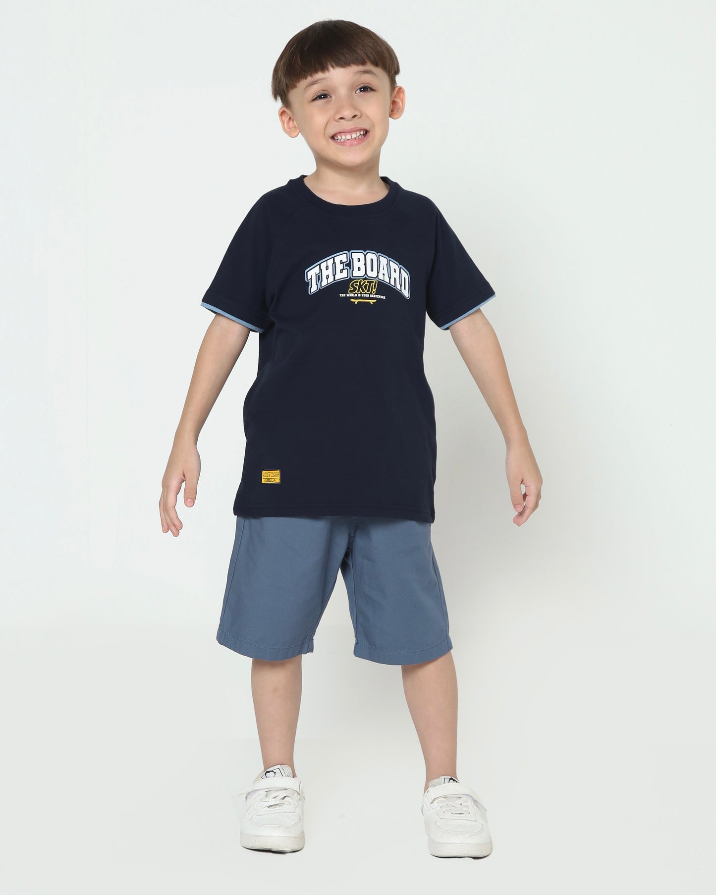 Osella Raglan T-Shirt With Stripe Sleeve In Navy