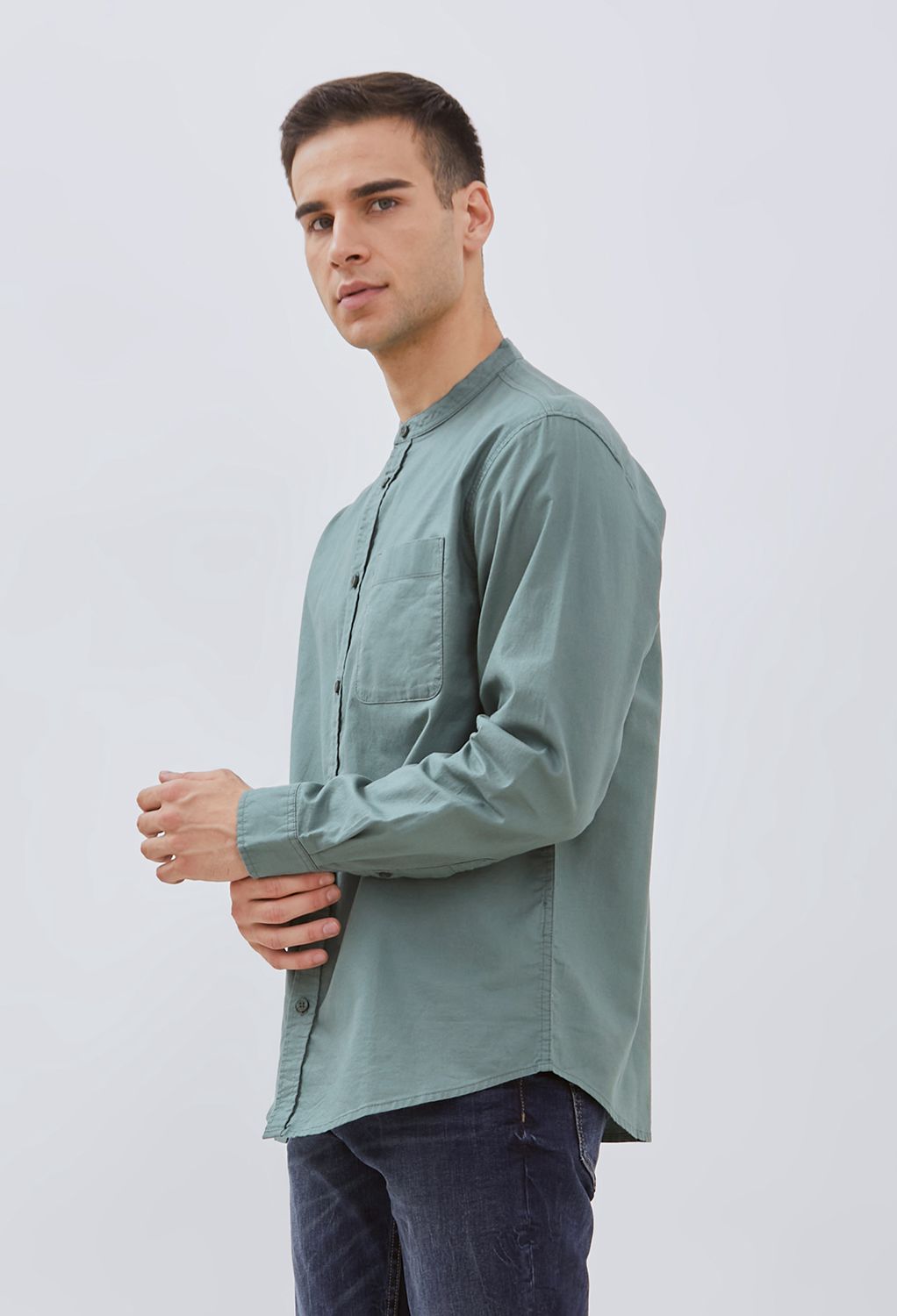 Osella Solid Shanghai Collared Long Sleeve Shirt