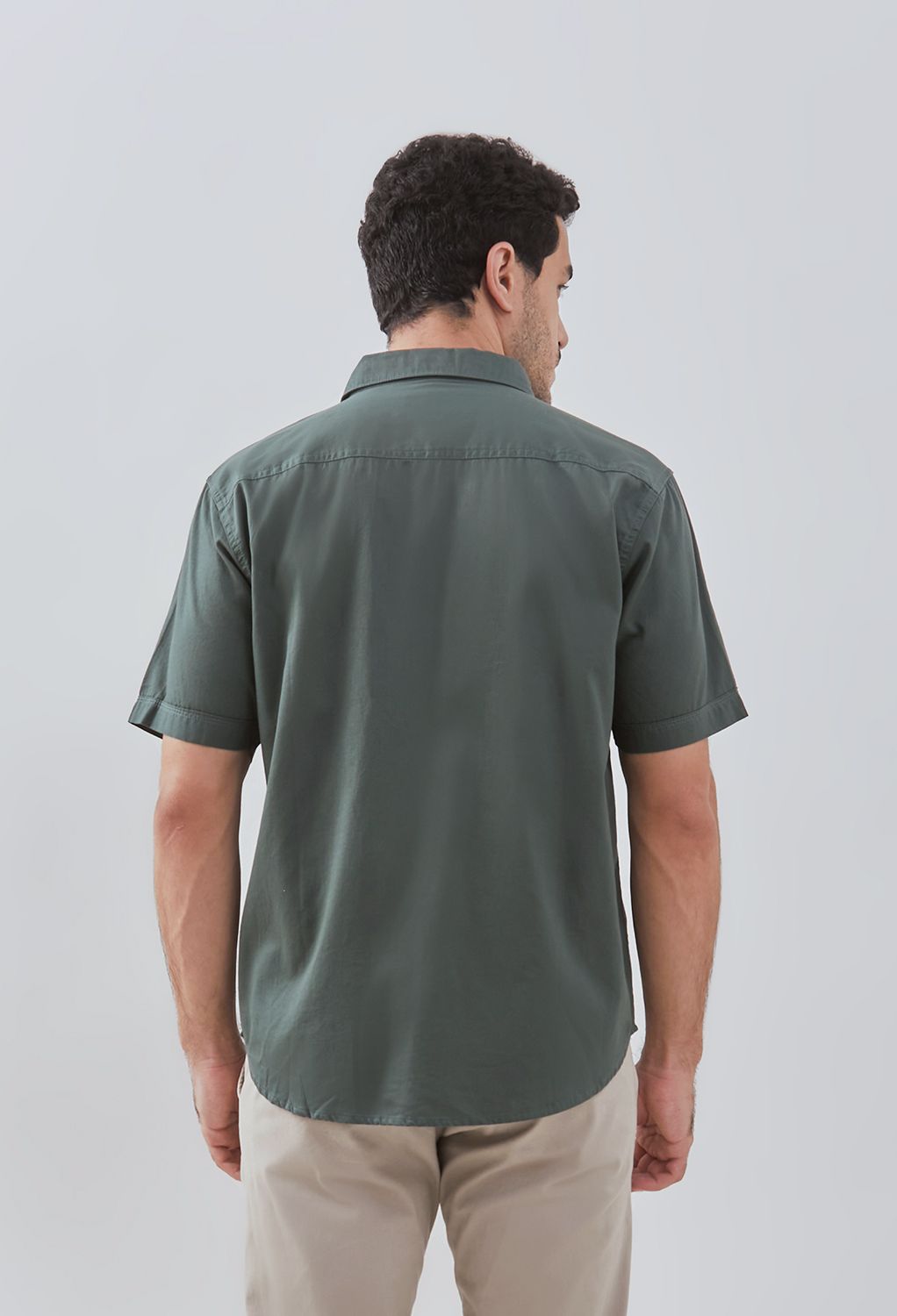 Osella Solid Cotton Pique Collared Short Sleeve Shirt 2032500373