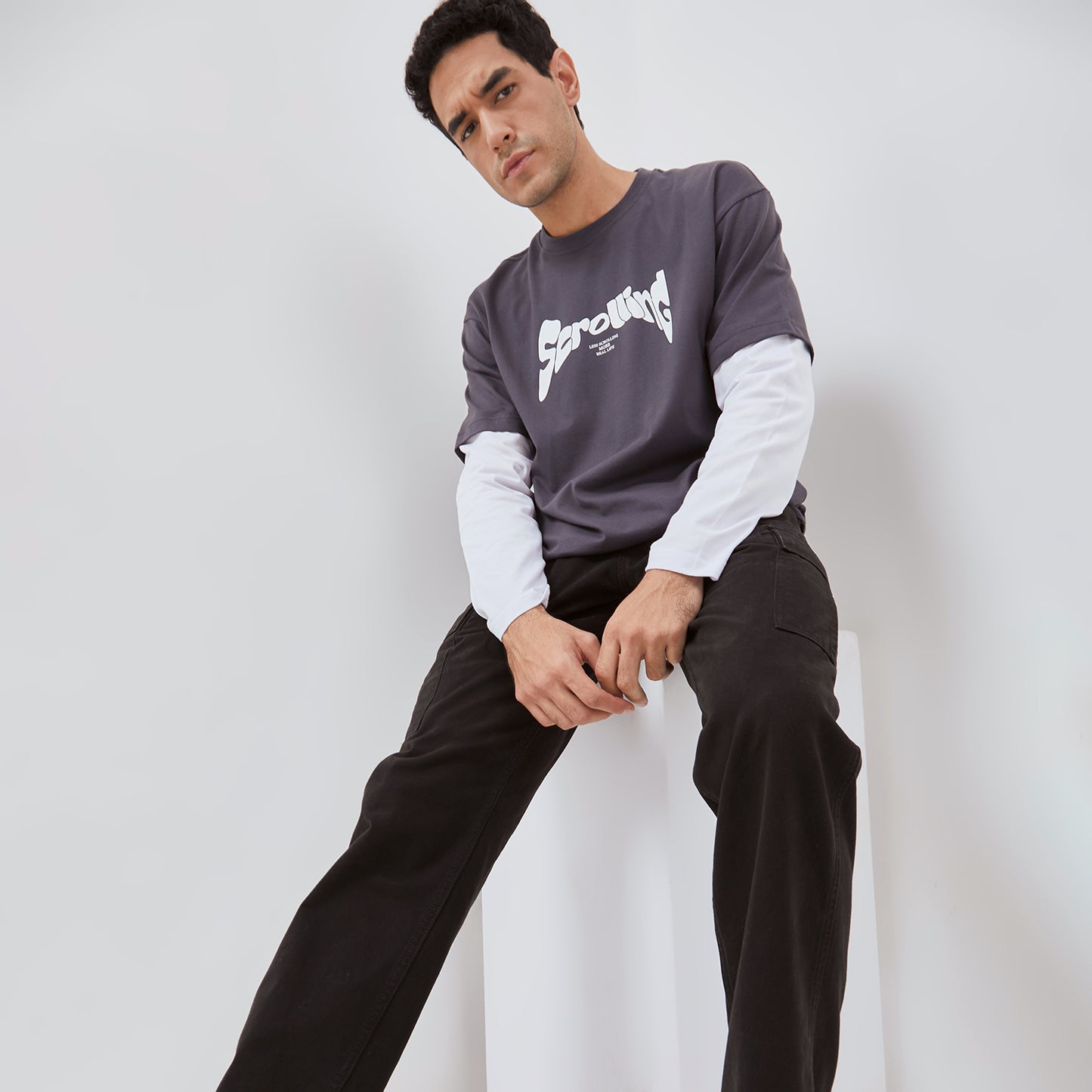 Osella Wonsik Long Double Sleeve T-Shirt In Dark Grey