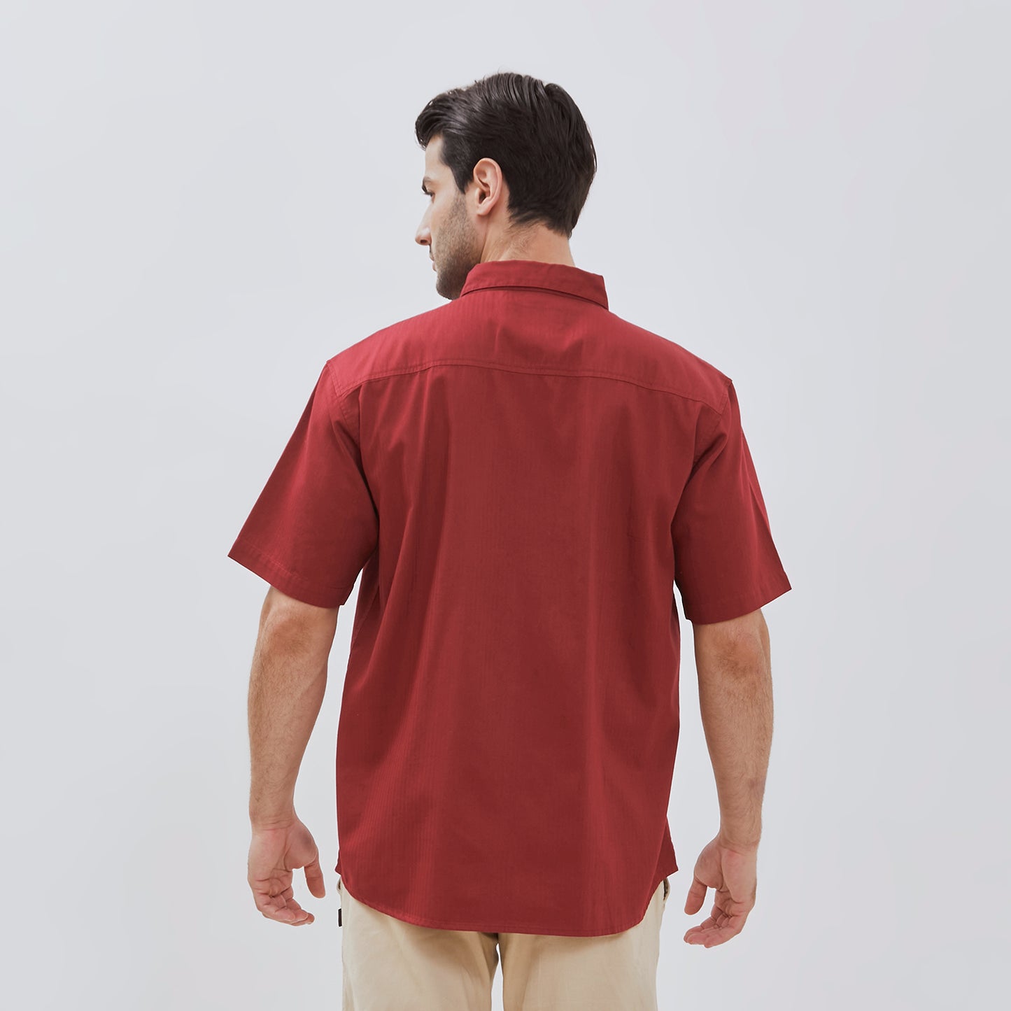Osella Kenta Half Hidden Placket Solid Short Sleeve Shirt