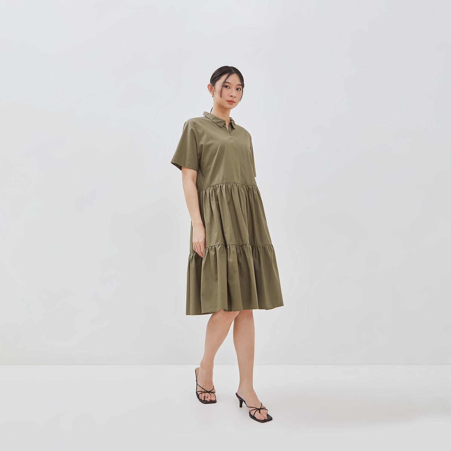 Osella Lucia Midi Dress In Olive Green Osella Lucia Midi Dress In Olive Green