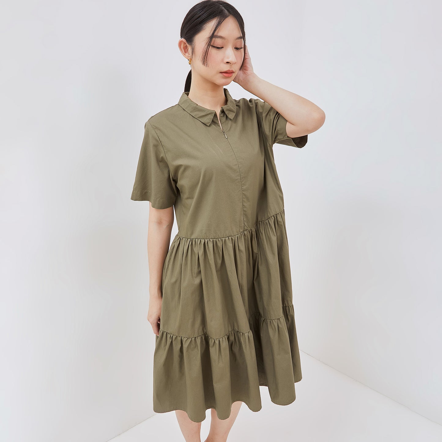 Osella Lucia Midi Dress In Olive Green