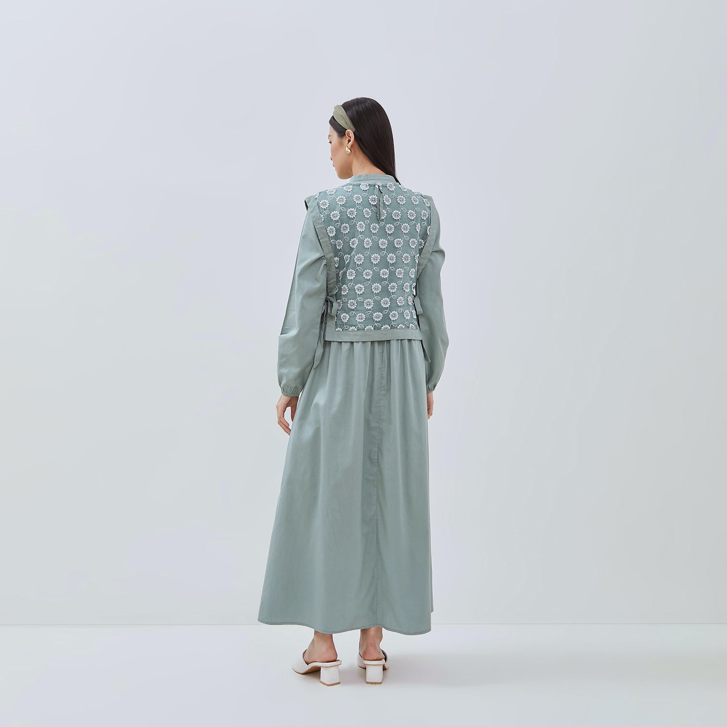 OSELLA ADLYN MAXI DRESS WITH ADDITIONAL TULLE VEST IN SAGE GREEN 2157501219