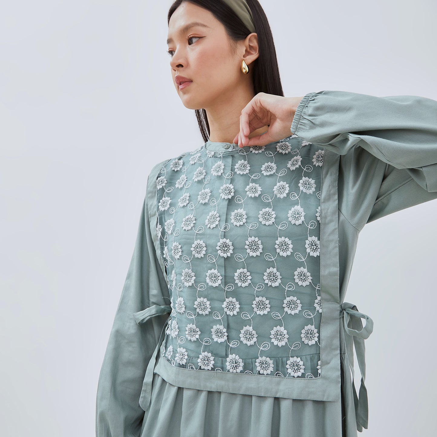 OSELLA ADLYN MAXI DRESS WITH ADDITIONAL TULLE VEST IN SAGE GREEN 2157501219