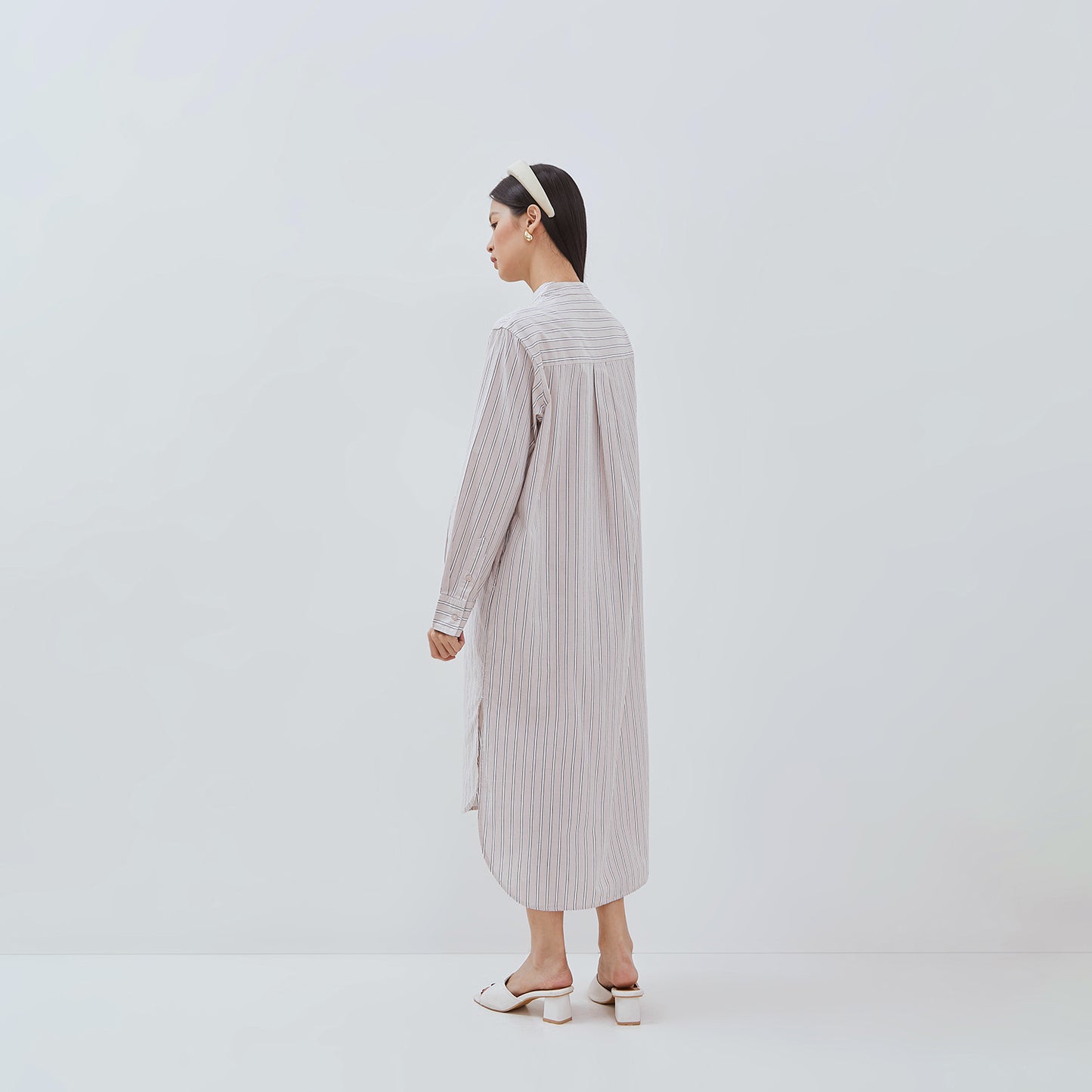 OSELLA DELCY LONG SLEEVES STRIPED DRESS WITH SHANGHAI COLLAR 2157501046