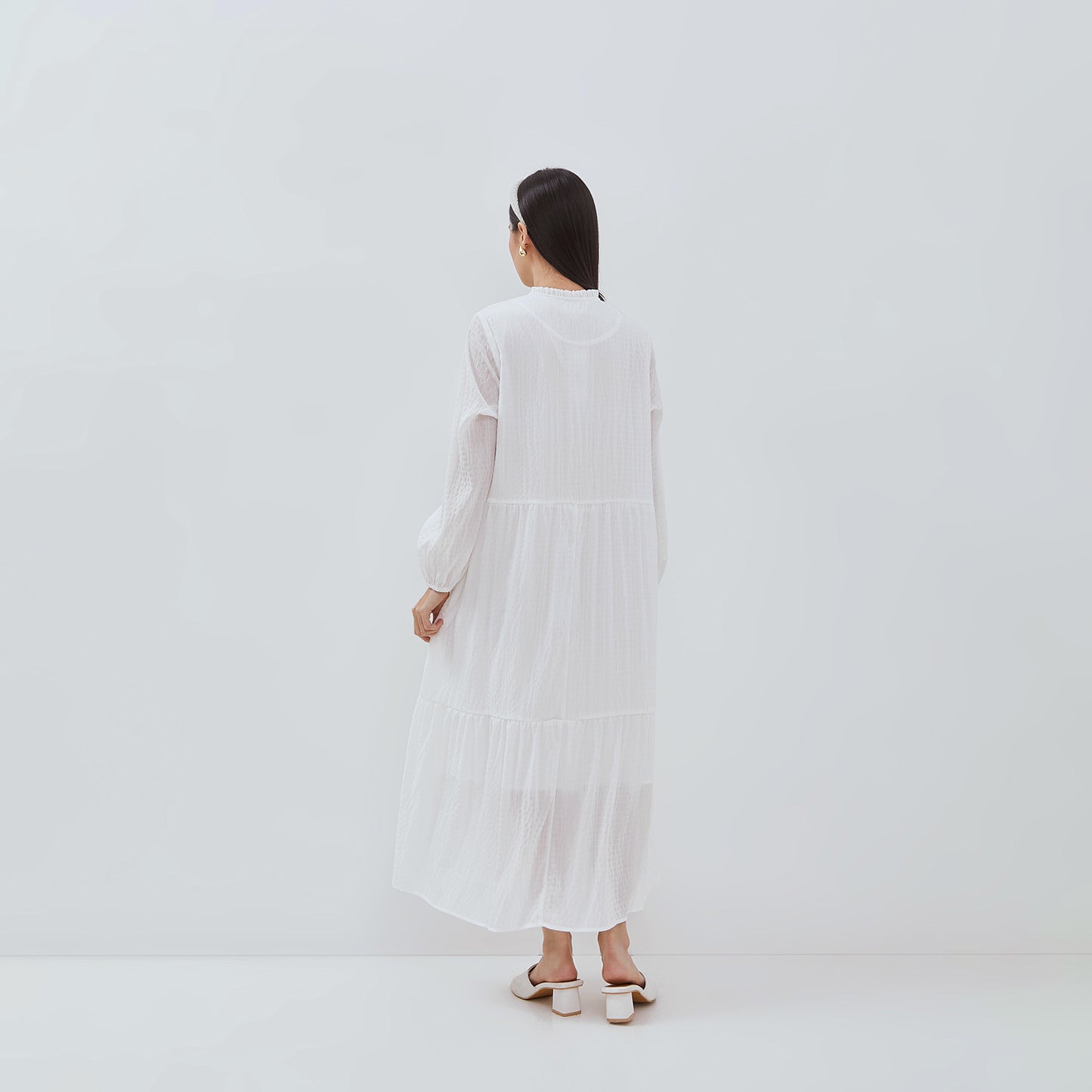 OSELLA TIERED MAXI DRESS WITH FANCY CRINKLE FABRIC 2157501101