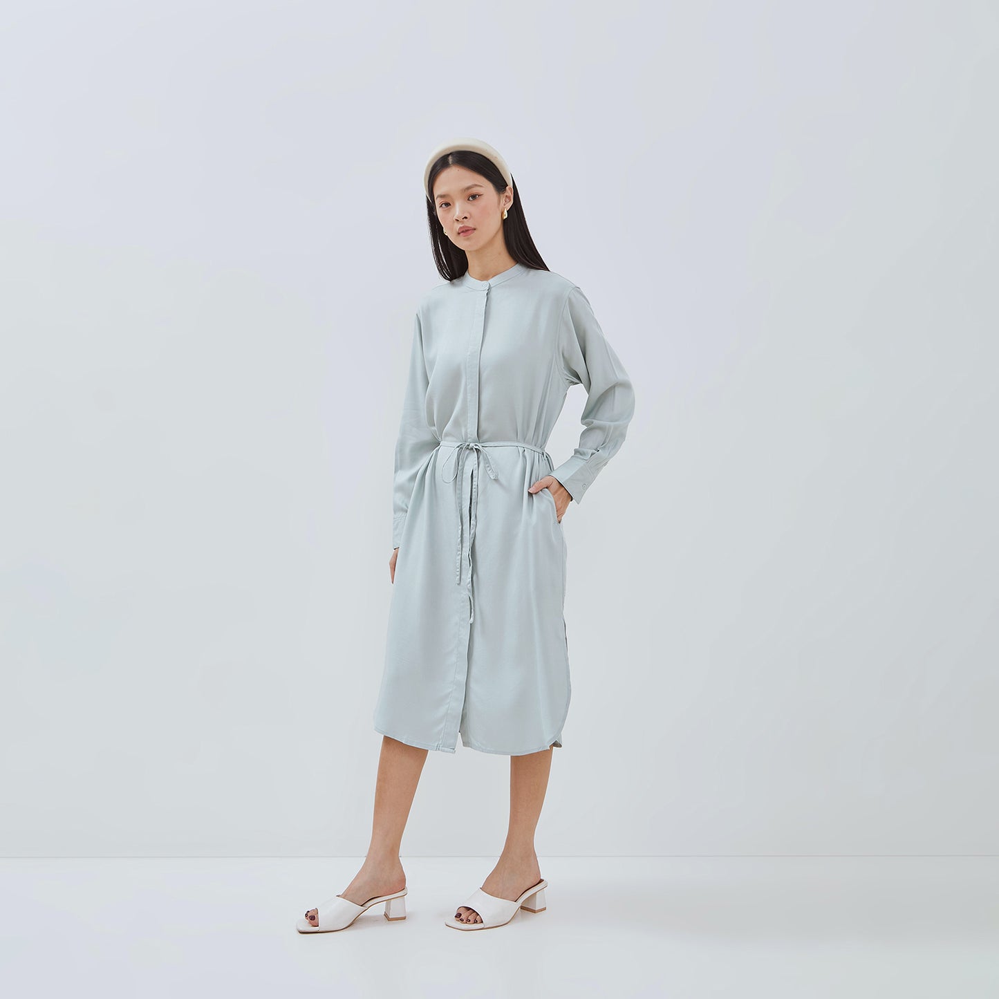 OSELLA OPHELIA MIDI DRESS WITH ADDITIONAL SELF FABRIC BELT 21575007