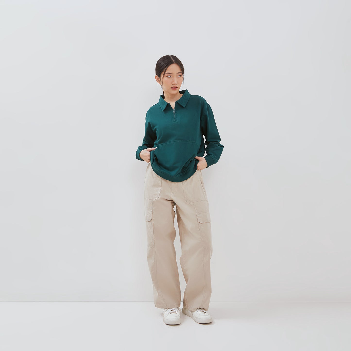 Osella Half Zip Sweatshirt In Emerald Green 2111400566