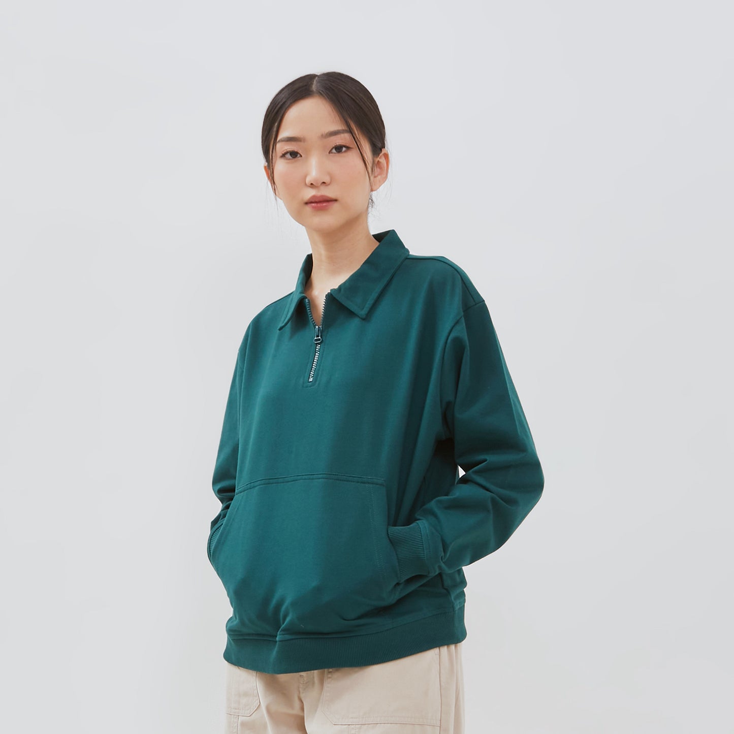 Osella Half Zip Sweatshirt In Emerald Green 2111400566