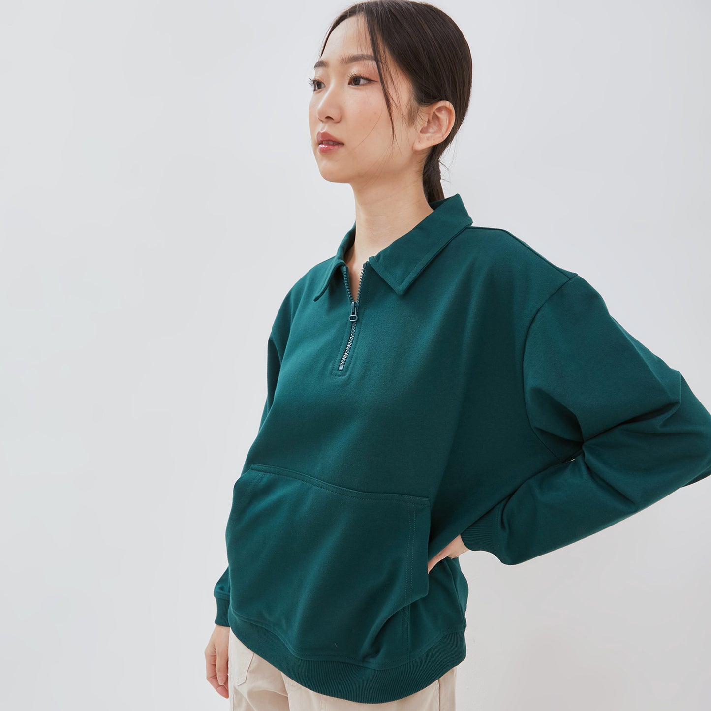 Osella Half Zip Sweatshirt In Emerald Green 2111400566