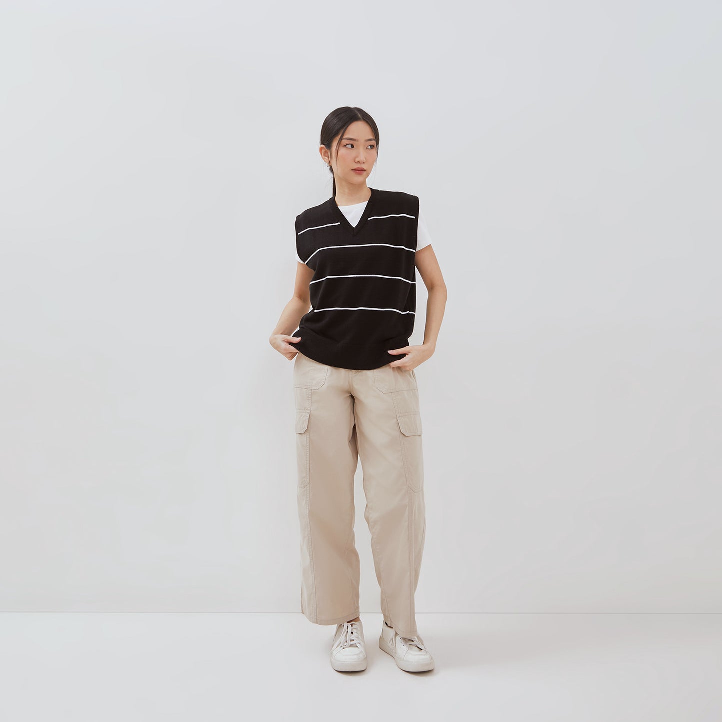 Osella Sweater With Stripe Rib In White 2112400
