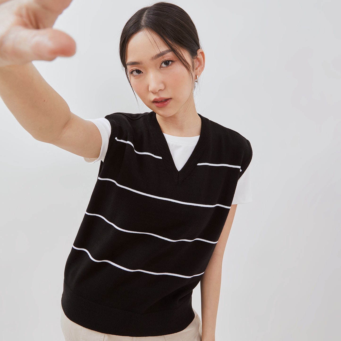 Osella Sweater With Stripe Rib In White 2112400