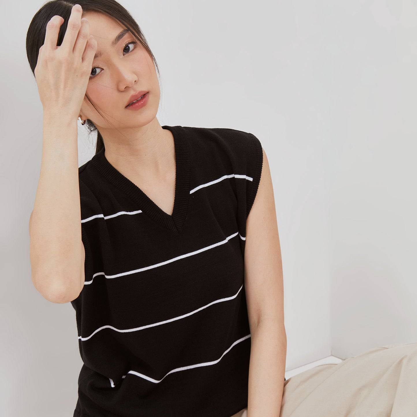 Osella Sweater With Stripe Rib In White 2112400