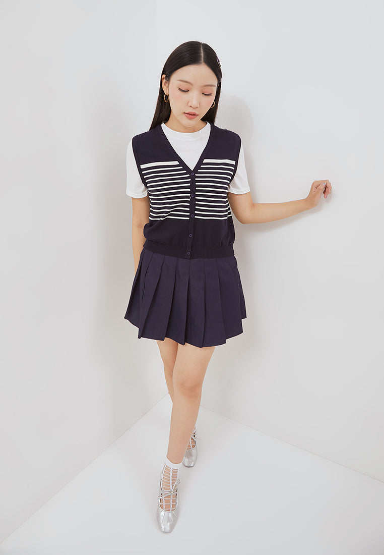 Osella T-Shirt With Combination Knitting Vest In Ivory