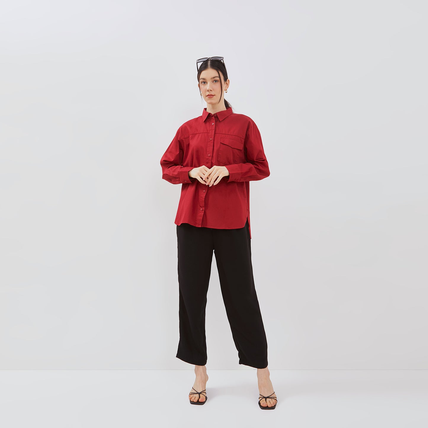 Osella Khloe Long Sleeve Shirt In Red 2137401653