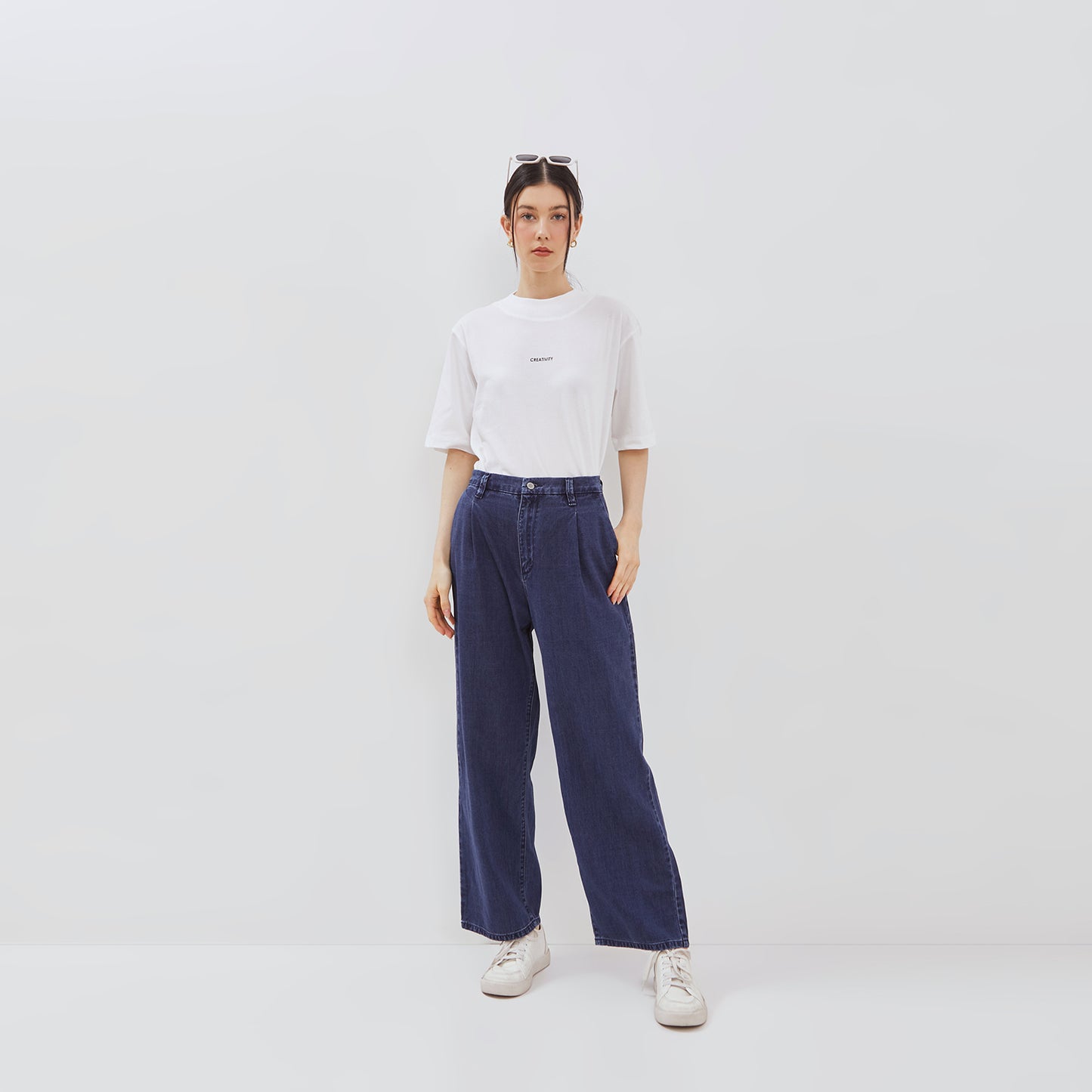 Osella Drapery Denim Pleated Pants 218O5001A3
