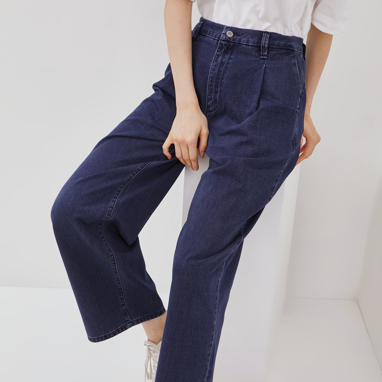 Osella Drapery Denim Pleated Pants 218O5001A3