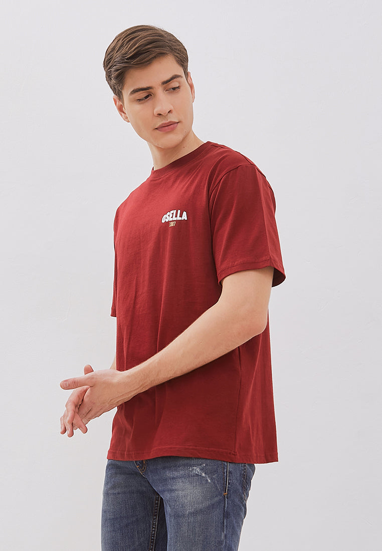 Osella Reguler Fit Print T-Shirt in Maroon