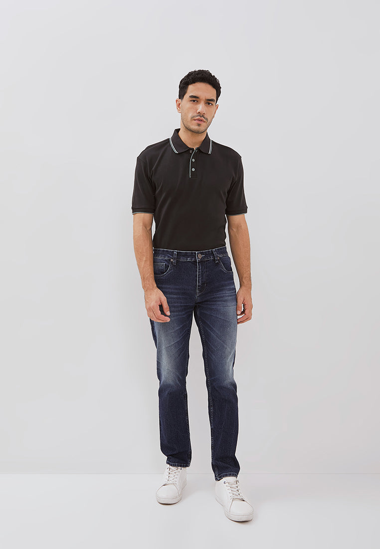 Osella Slim Fit Dean Denim Jeans In Dark Blue Wash