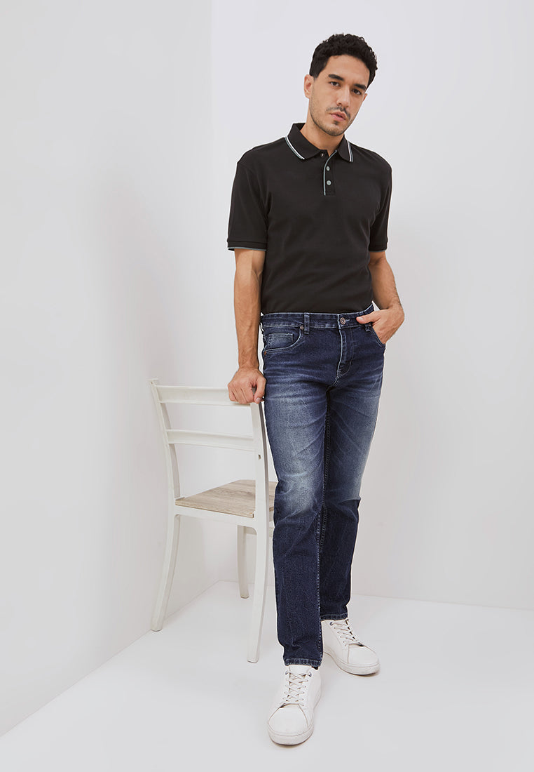 Osella Slim Fit Dean Denim Jeans In Dark Blue Wash