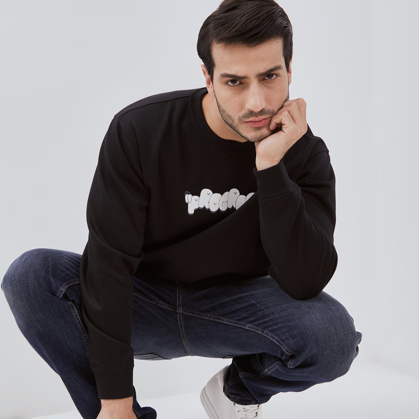 Osella Light Danball Fabric Printed Sweatshirt Black